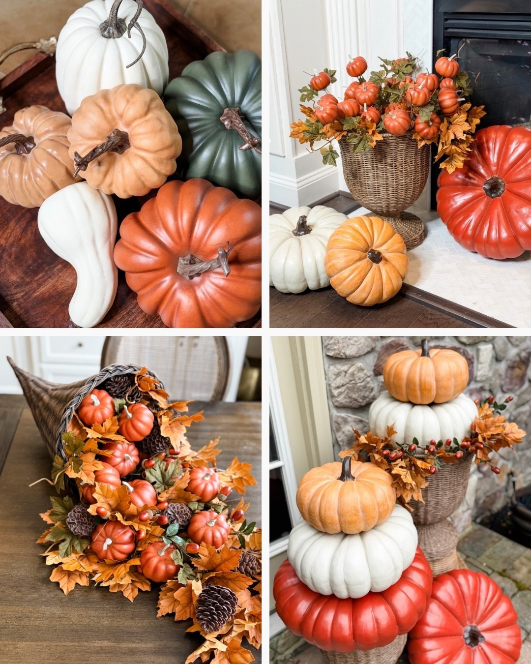 Fall decorating made easy 🍂🎃 I love mixing pumpkins in different shapes, sizes and warm autumn tones to create that collected, layered look. Style them in a basket, fill a cornucopia, stack them by the fireplace or simply scatter a few throughout your home. So many ways to use these fall favorites!

Shop my fall décor favorites here. 🧡

#LTKdayinmylife #LTKHome #LTKSeasonal