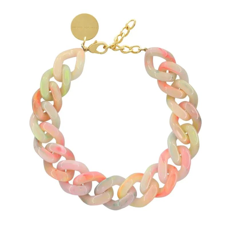 Vanessa Baroni Big Flat Chain Necklace - Pink | Verishop