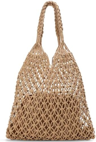 Pleneal Crochet Beach Bags for Women - Women Beach Handmade Tote Bag, Summer Mesh Hollow Shoulder... | Amazon (US)
