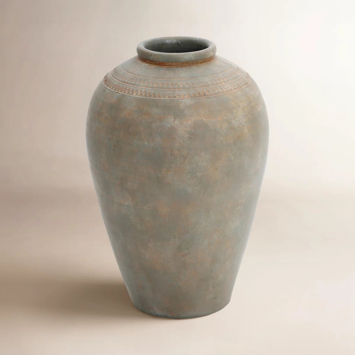 Rustic Brown Terracotta 14.6-Inch Tall Urn Vase | Wayfair North America
