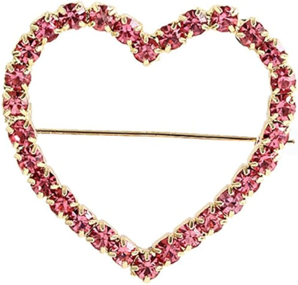 Crystal Love Heart Brooch Pin Valentine's Day Gift Pin Women Girls Hollow Heart Lapel Pin Badge f... | Amazon (US)