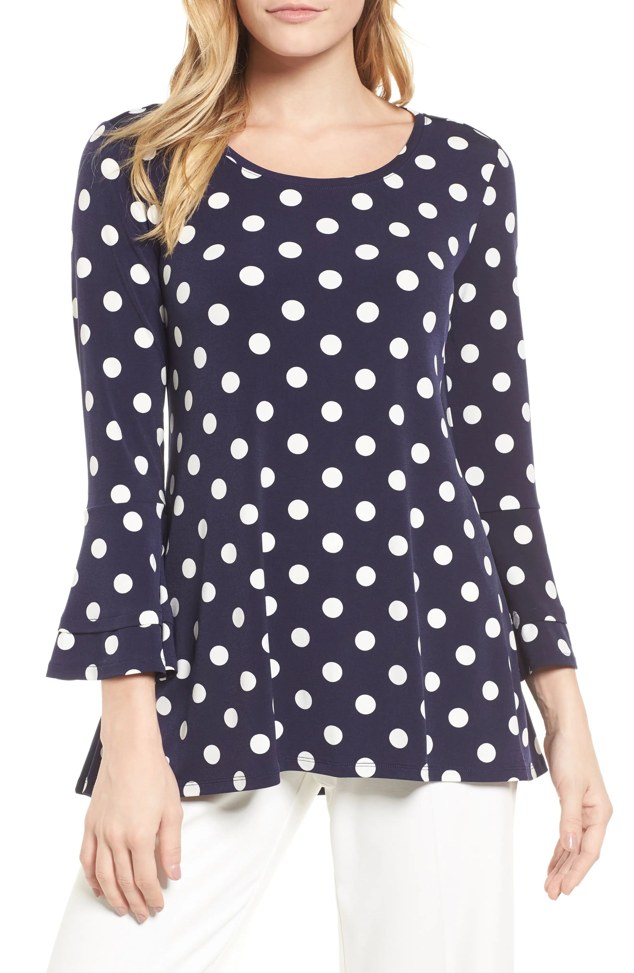 Dot Print Bell Sleeve Blouse | Nordstrom