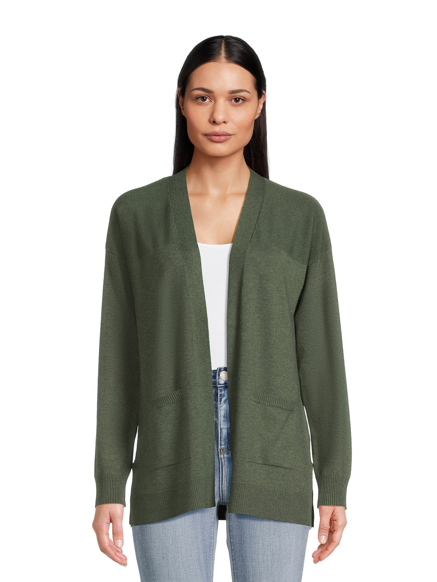 Time and Tru Women's Lightweight Open Front Cardigan - Walmart.com | Walmart (US)
