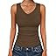ANRABESS Tank Tops for Women V Neck Ribbed Knit Slim Fitted Sleeveless Basic Tee Tanks Casual Sum... | Amazon (US)