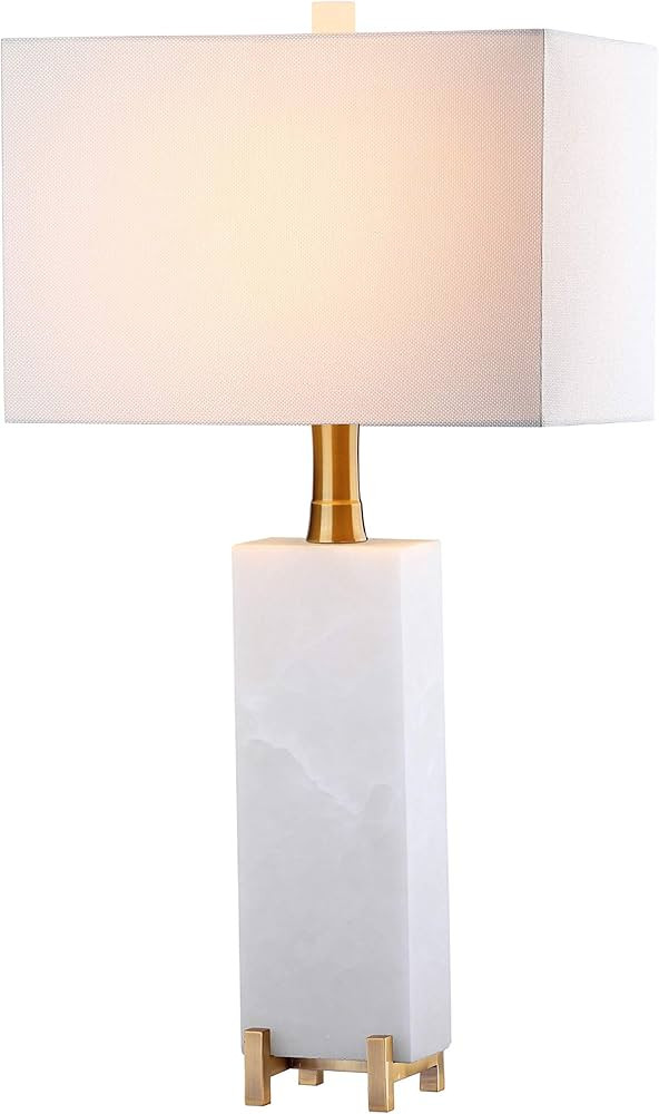 Safavieh Lighting Collection Sloane Alabaster White/ Brass Gold 30-inch Bedroom Living Room Home ... | Amazon (US)