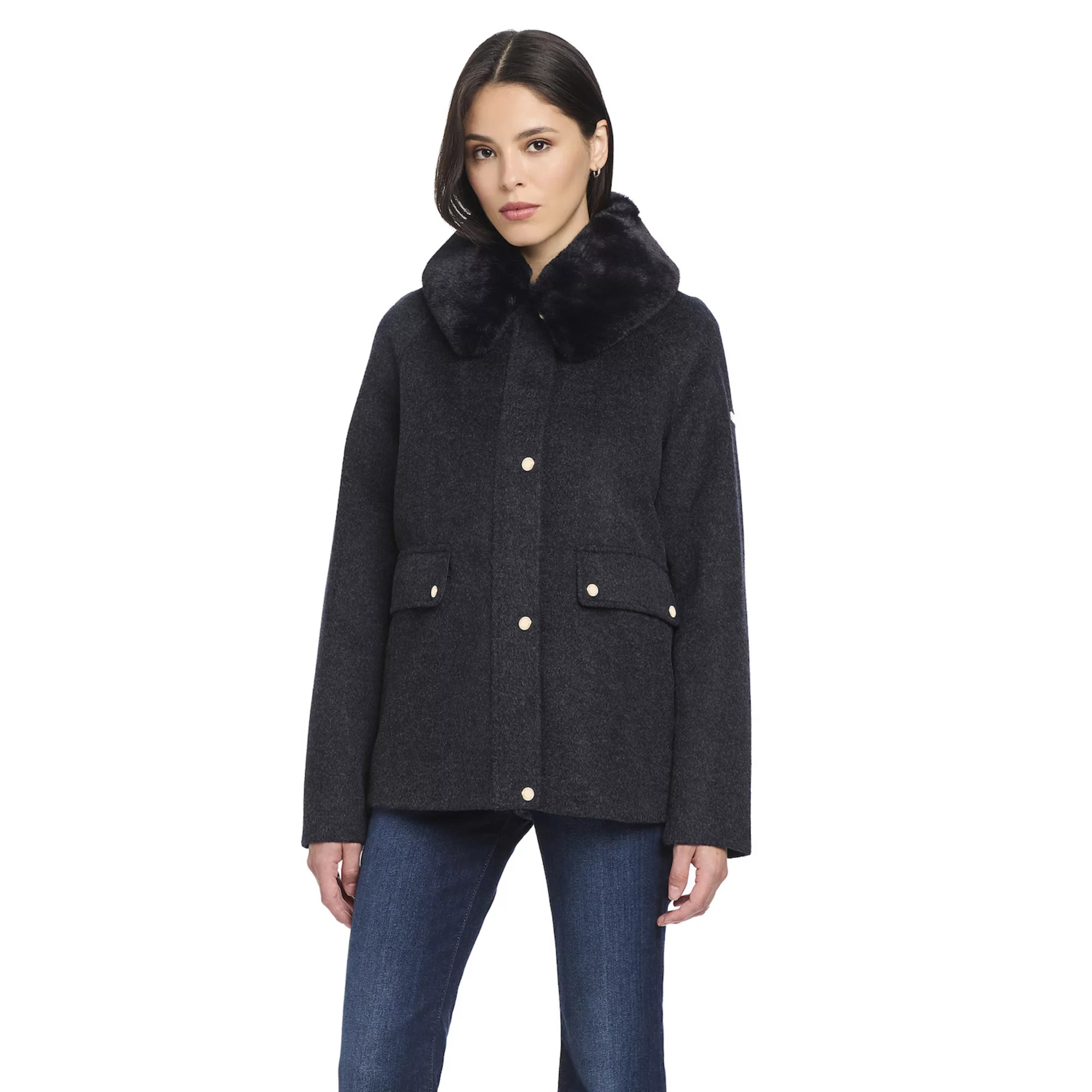 Women's DRAPER JAMES RSVP™ Faux Fur Collar Houndstooth Jacket | Kohl's