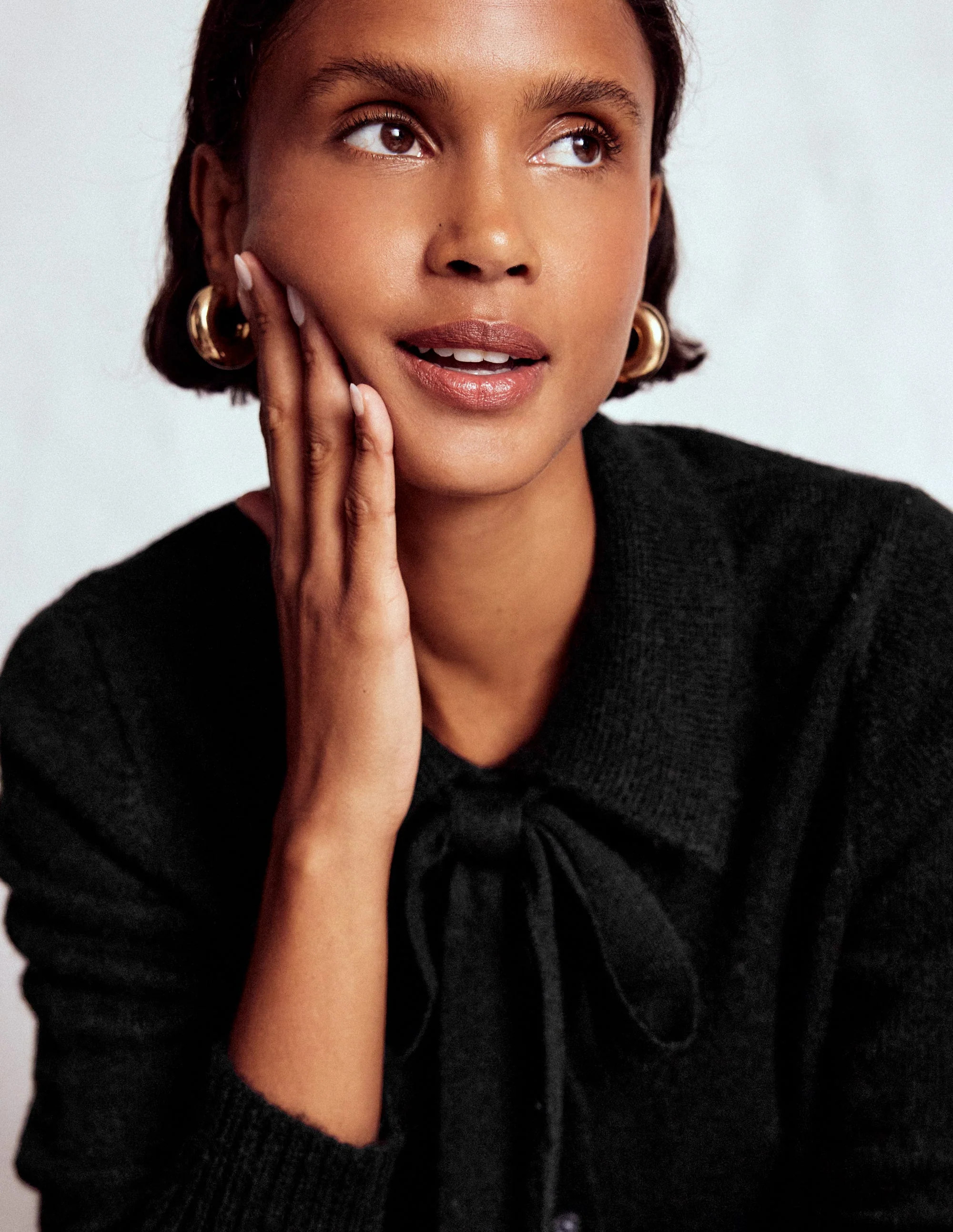 Collared Tie Front Cardigan Black Boden | Boden (US)