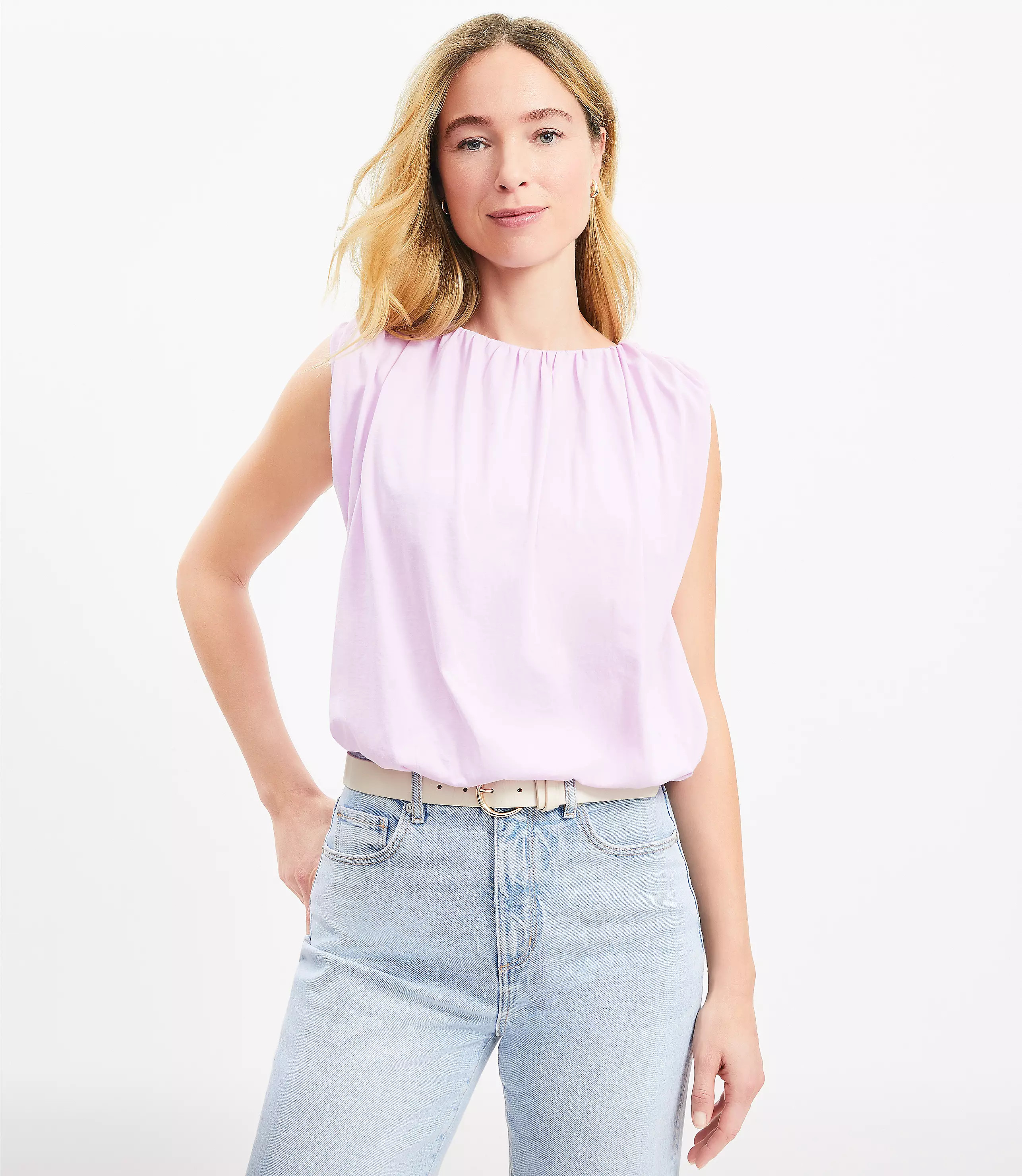 Ruched Bubble Hem Shell | LOFT