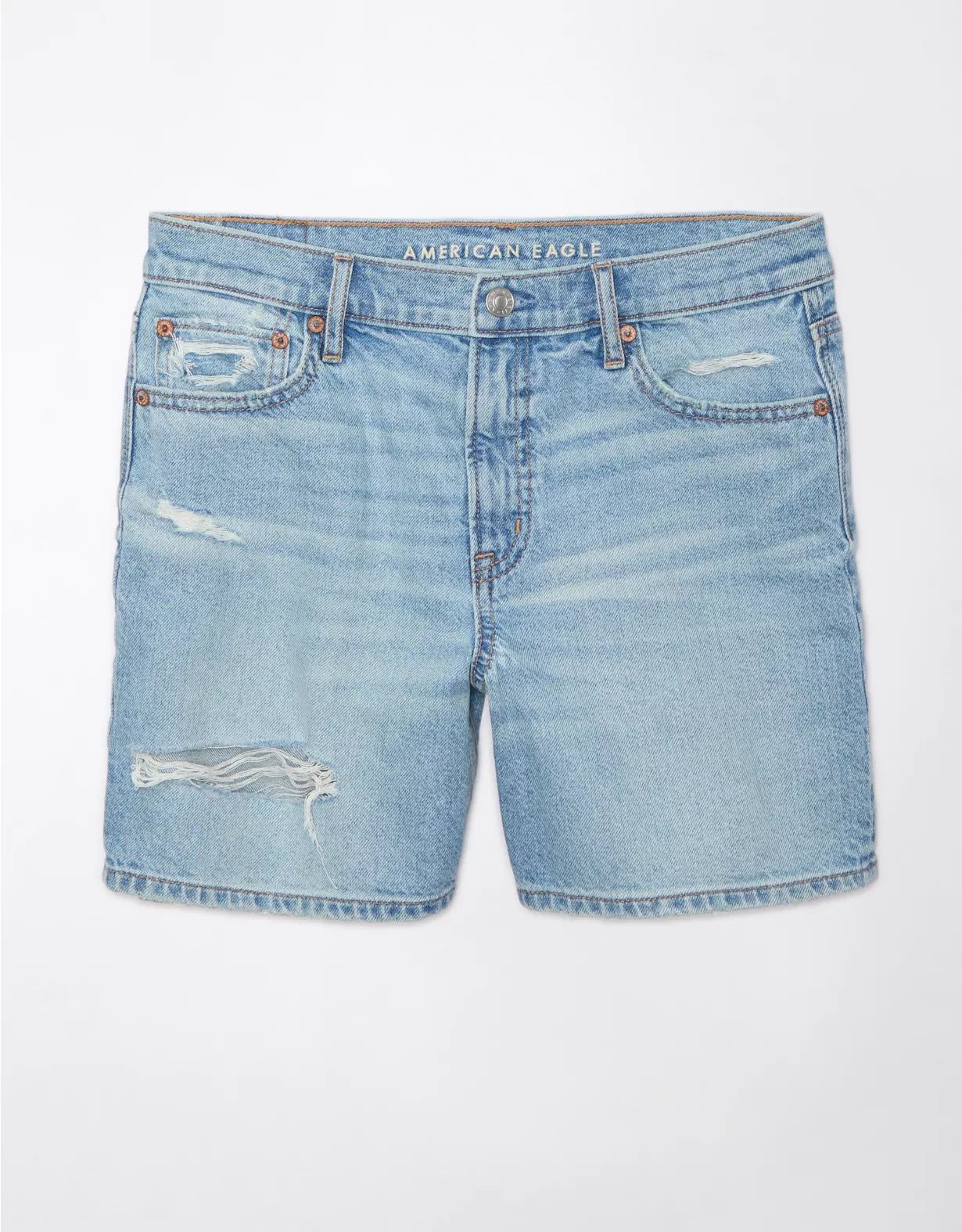 AE Strigid Super High-Waisted 6" Relaxed Ripped Denim Short | American Eagle Outfitters (US & CA)