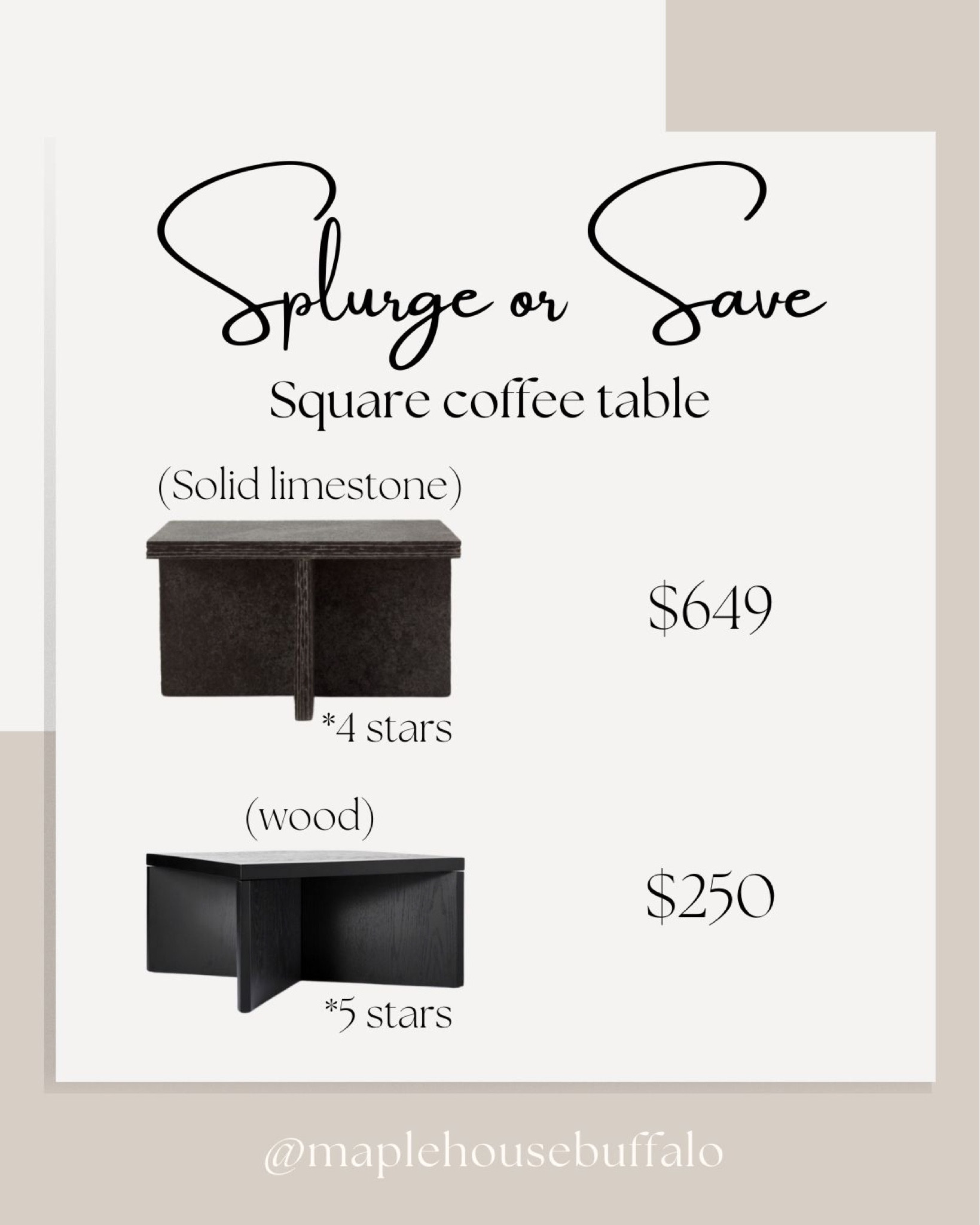 Splurge or save - coffee table - solid wood - limestone - living room decor 

#LTKhome #LTKFind #LTKsalealert