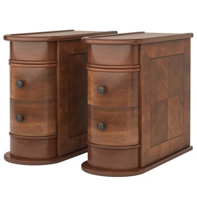 Wood 2-Drawer End Table, Narrow Side Table Slim Nightstand with Storage Bedside Accent Tables, No Assembly Required, Finished Back | Target