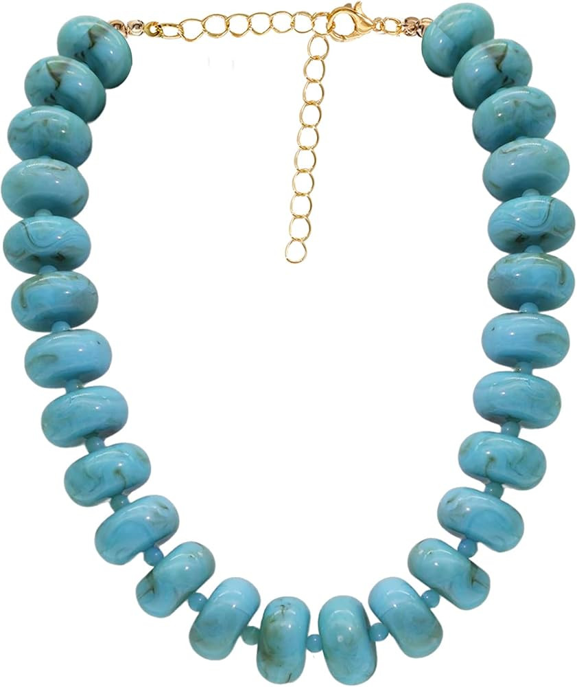 Chunky Beaded Necklace for Women Large Big Bead Choker Necklaces Trendy Boho Bold Beads Statement... | Amazon (US)