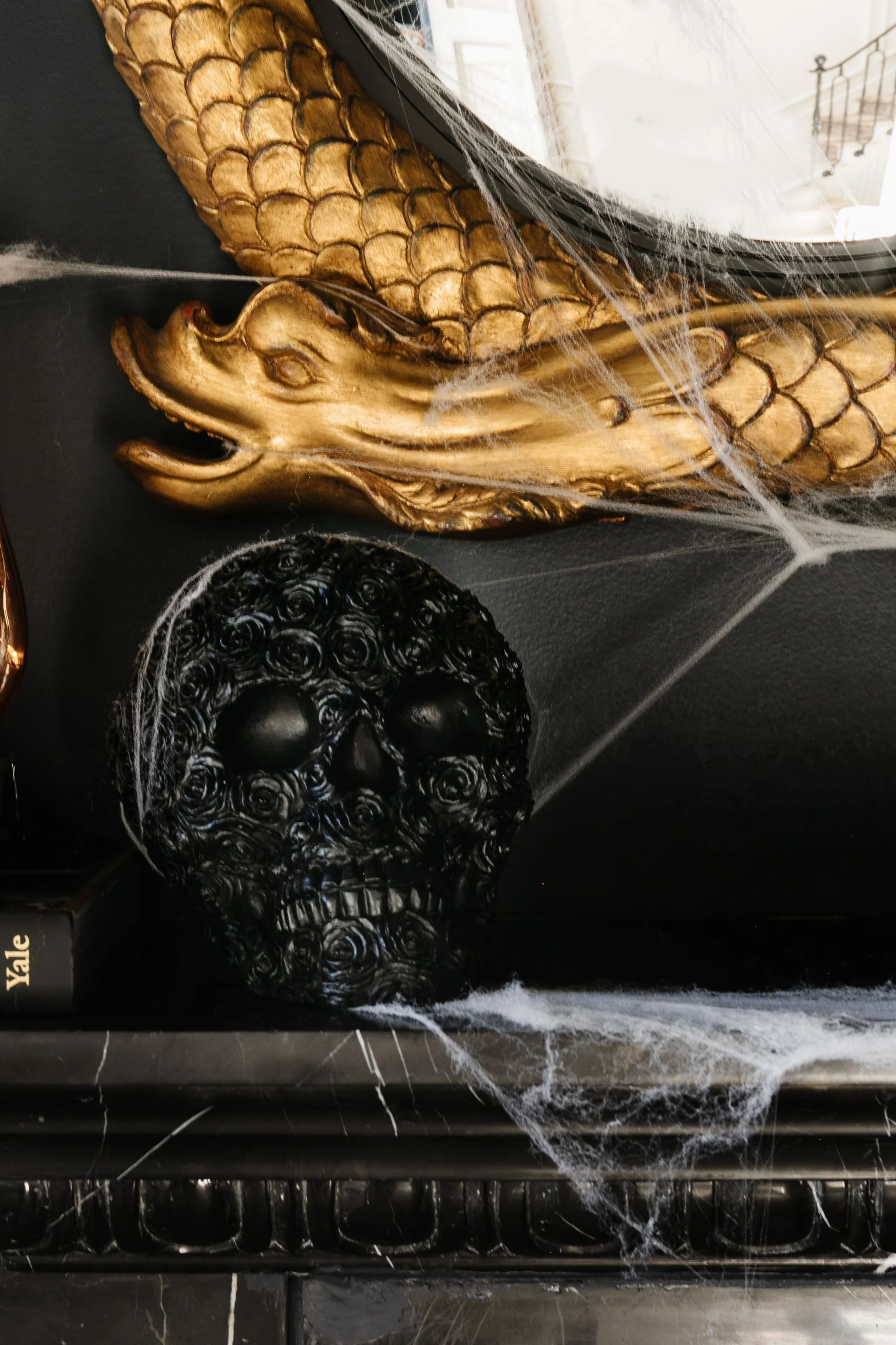 Rose-Etched Resin Skull - Black | Rachel Parcell