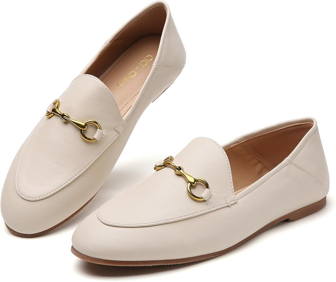 Casual Buckle Loafers for Women Work Flats Round Toe Business Backless Ballet Flats Metal Décor ... | Amazon (US)