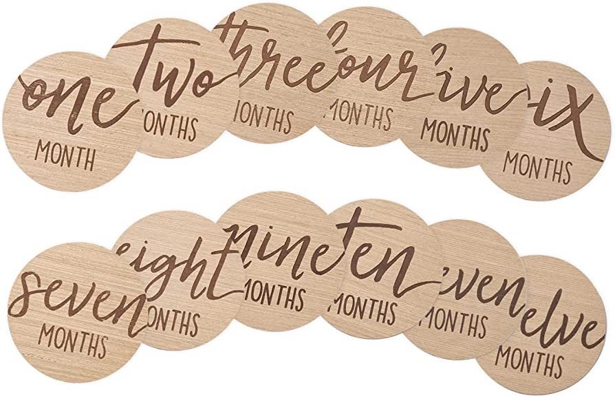 Kate & Milo Baby Monthly Milestone Marker Discs, Reversible Photo Props, Baby Growth and Pregnanc... | Amazon (US)