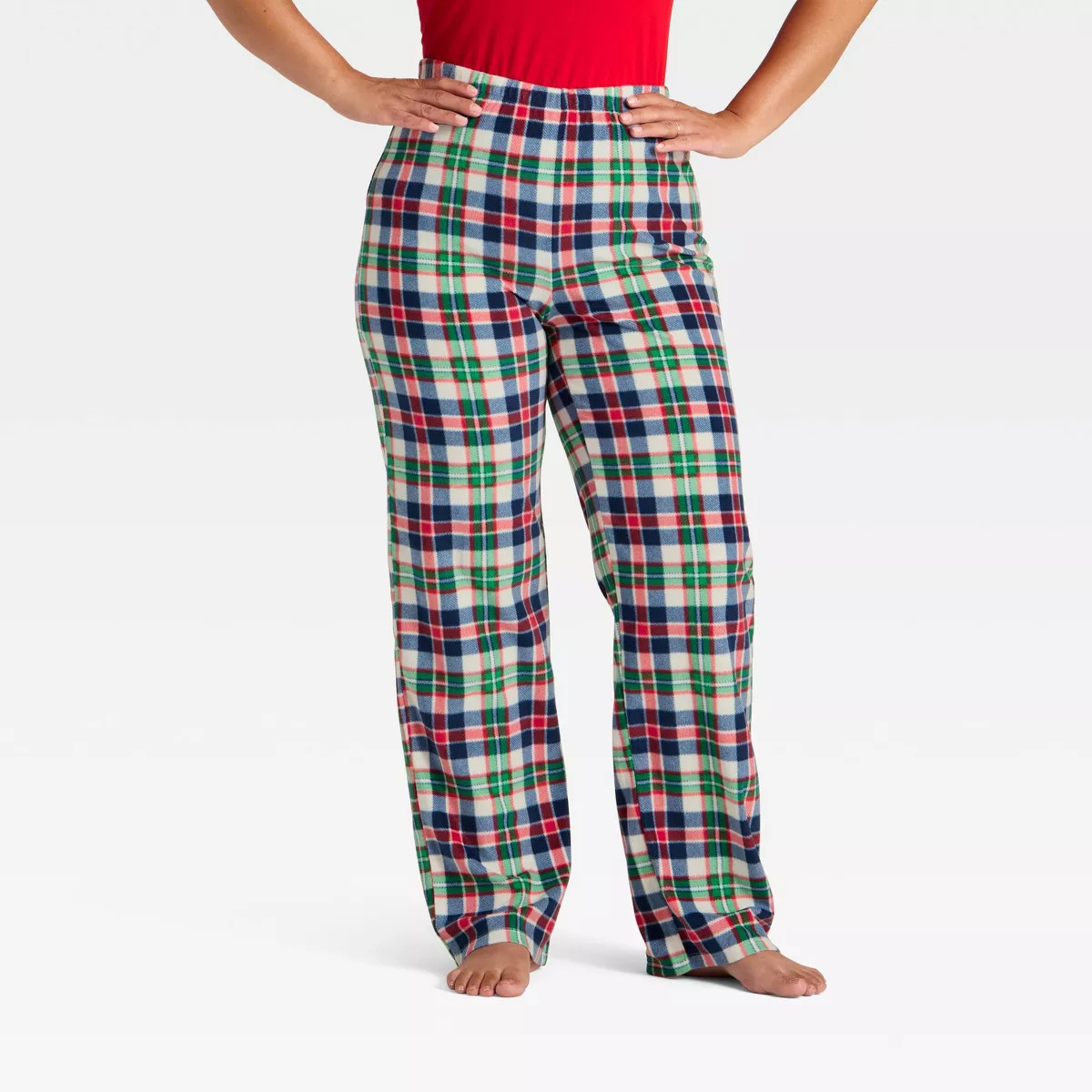 Women's Plaid Microfleece Holiday Matching Family Pajama Pants - Wondershop™ Cream | Target