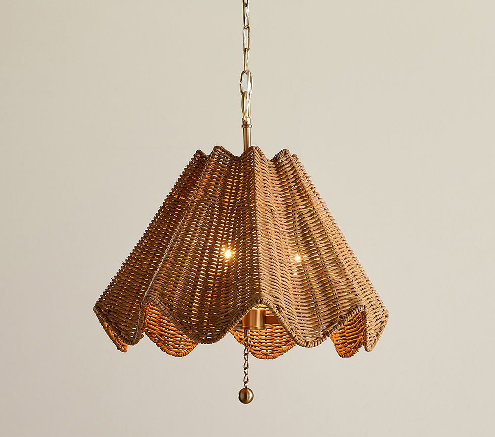 Chris Loves Julia Ruffle Rattan Chandelier (16") | Pottery Barn Kids