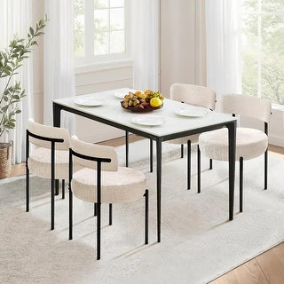 Bossin Dining Chairs, Modern Dining Room Chairs Upholstered Boucle Chair with Curved Backrest, Ch... | Bed Bath & Beyond