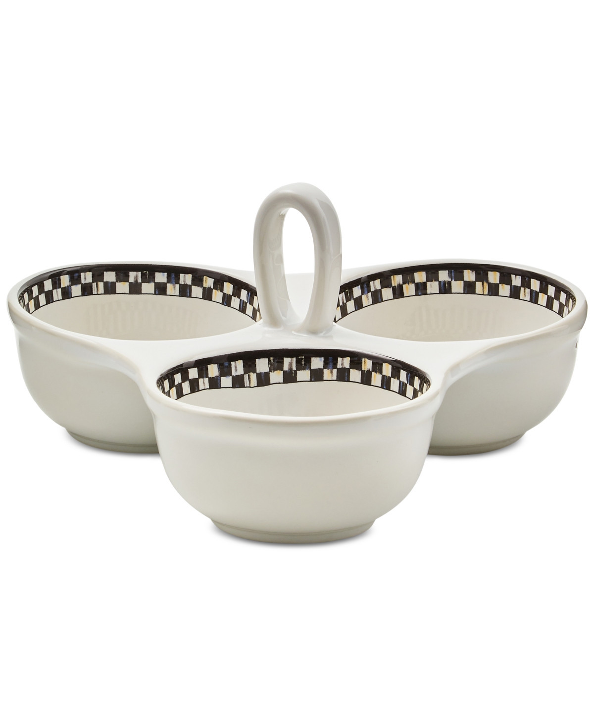 MacKenzie-Childs Courtly Check Everyday Trio Divided Server - Black/white | Macy's