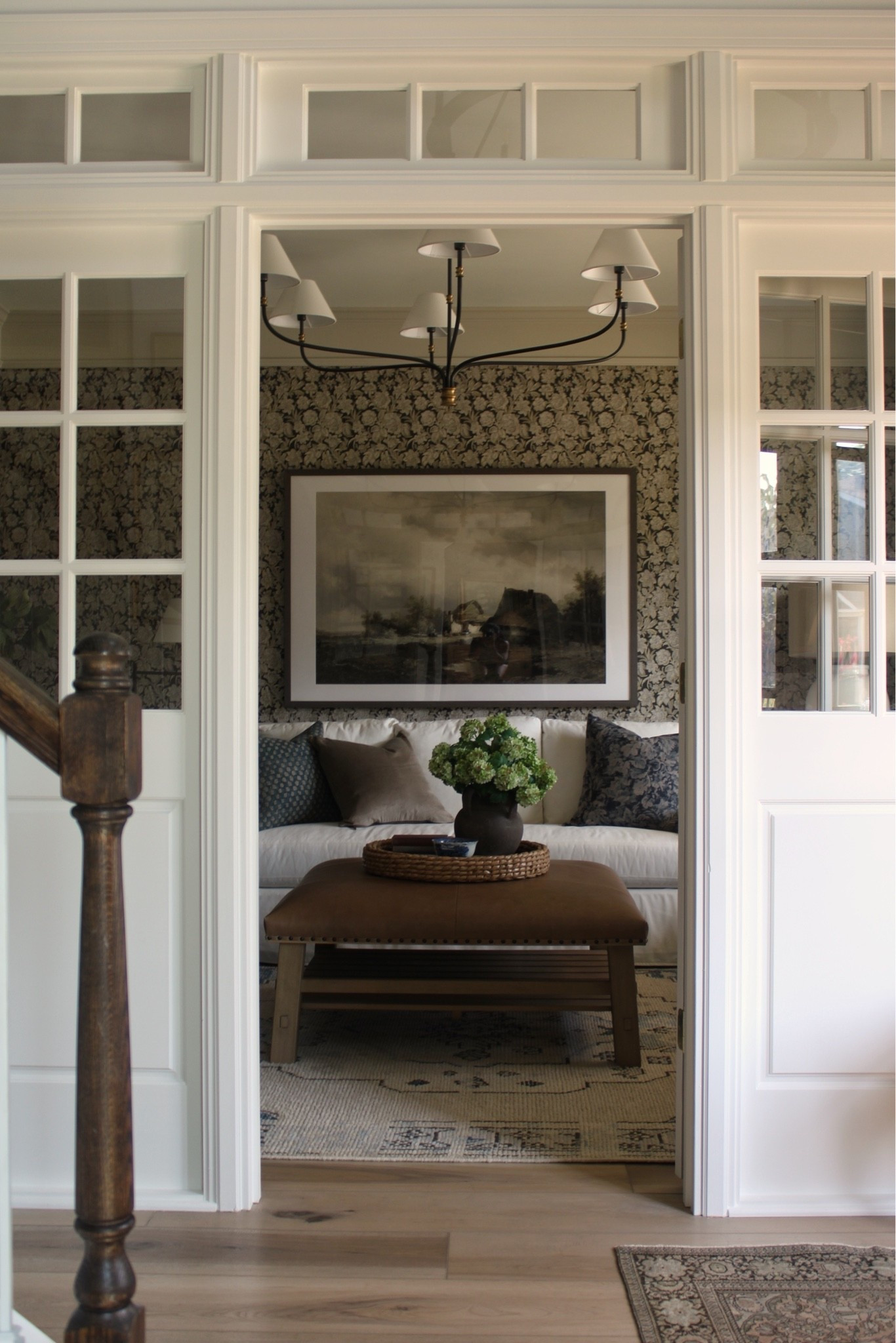 Dining room to den makeover, leather ottoman, art, rug, sofa, accent chairs, etc @Pottery Barn

#LTKHome