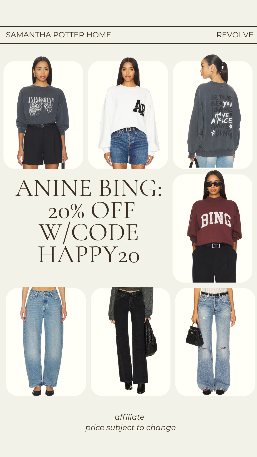 REVOLVE: Anine Bing - save 20% off with code HAPPY20 

 #LTKcanada #LTKjeans #LTKsale