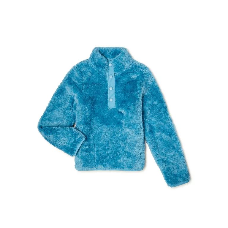 Wonder Nation Girls’ Faux Sherpa Pullover Jacket, Sizes 4-18 & Plus | Walmart (US)