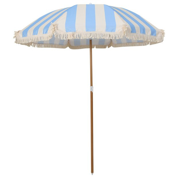 Buy Habitat 1.6m Tilting Garden Parasol - Blue & White | Garden parasols and bases | Argos | argos.co.uk