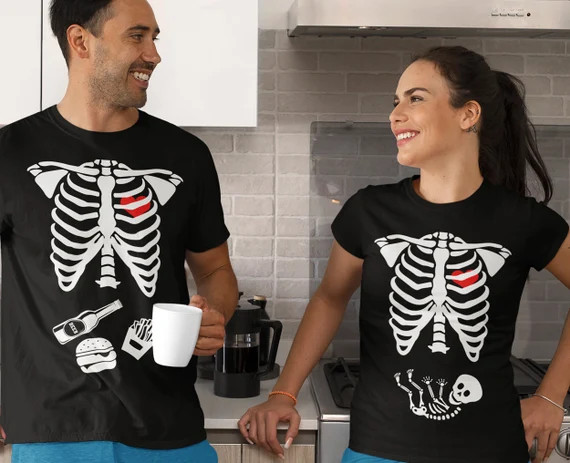 Skeleton Matching Halloween shirts - Pregnant Mom and Dad Kids funny Pregnancy announcement shirt... | Etsy (US)