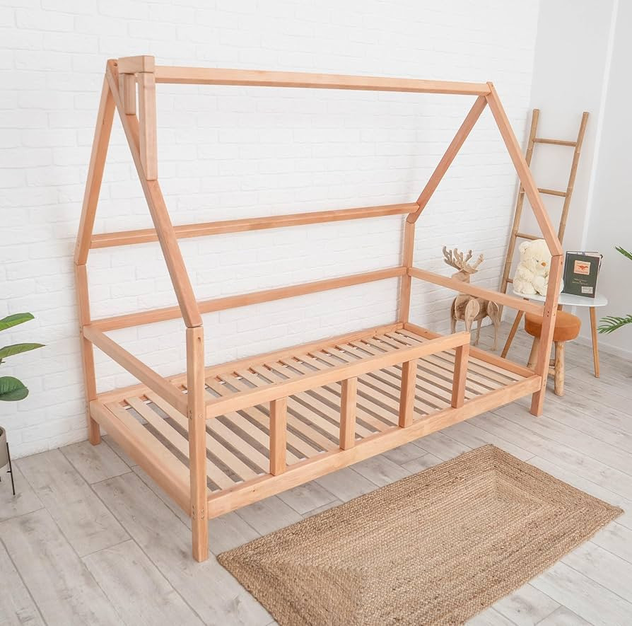Montessori House Bed - Toddler Bed with Rails - Playpen Bed for Kids Girls & Boys - Busywood Mont... | Amazon (US)
