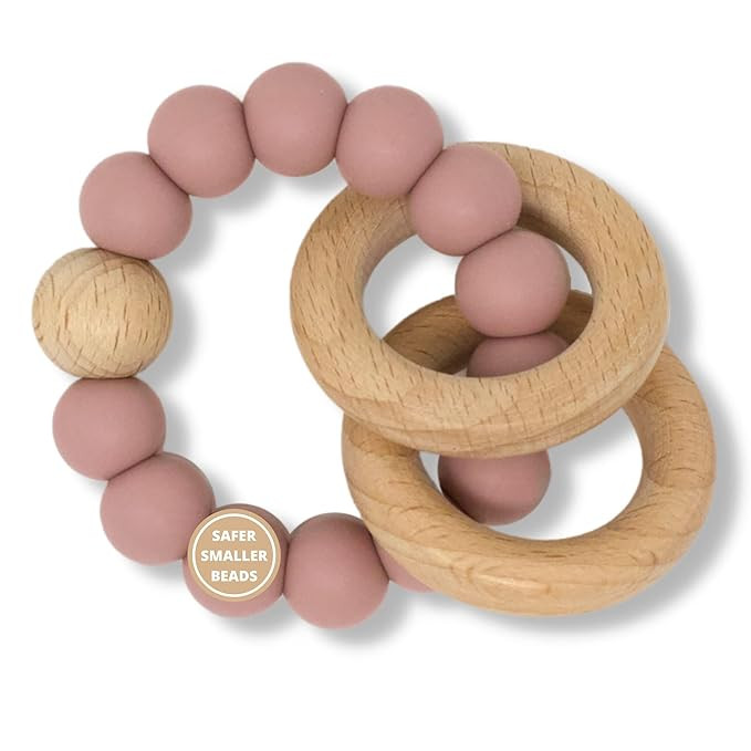 Silicone Ring Teething Toy LoveyLu - Baby Teether Toy for Boys & Girls | Silicone Beads | Wooden ... | Amazon (US)