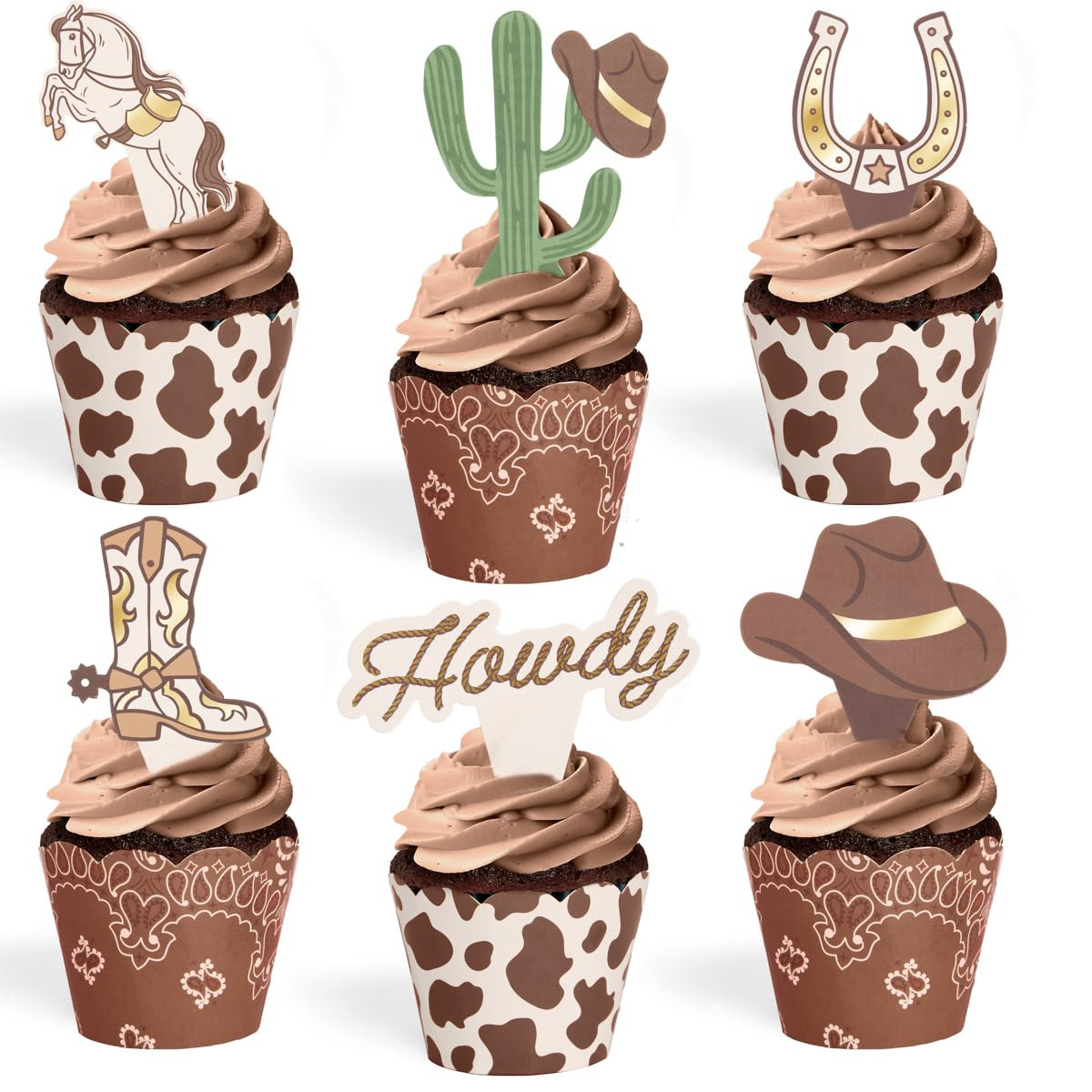 xo, Fetti Western Cupcake Liners + Toppers - Set of 24 | Rodeo Birthday Cake Decoration, Hoedown ... | Amazon (US)