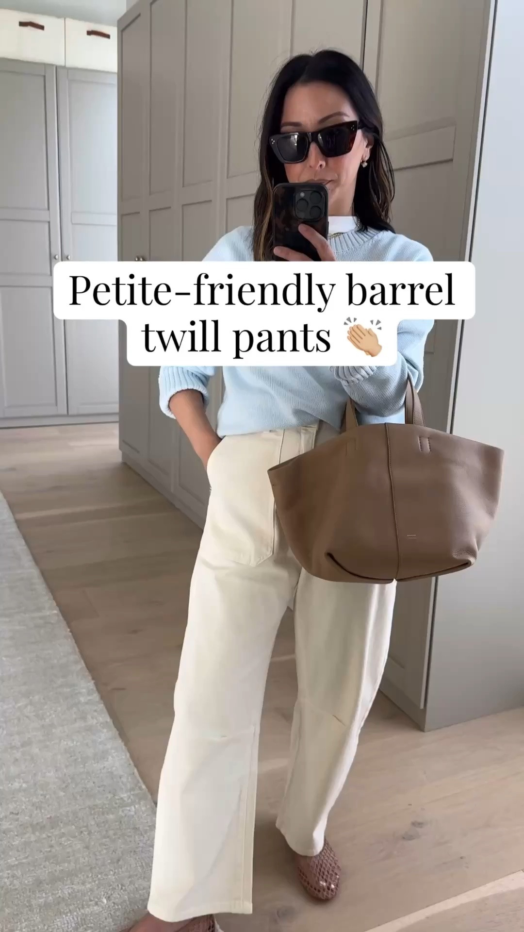 DL1961 Billie twill barrel pants - the perfect length and fit for petites! I took my true size and they fit perfectly after a wash and dry. 

Everlane tee medium
Everlane sweater xs
Dl1961 Billie Barrels 25
Marc Fisher flats 5 - run big 
Mansur Gavriel bag - old, linked similar color 
Celine sunglasses 
Electric Picks necklace 
Electric Picks earrings

#LTKootd #LTKPetite #LTKSaleAlert