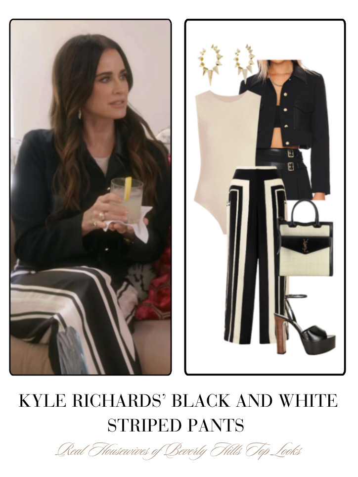 Kyle Richards' Black and White Striped Pants  

 