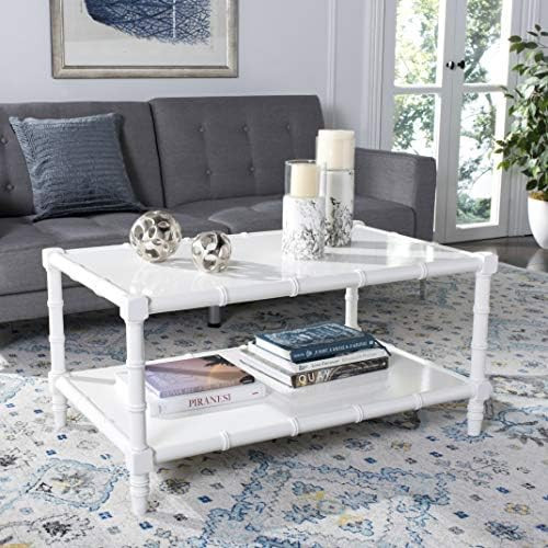 Safavieh Home Noam Coastal White Bamboo Style Coffee Table | Amazon (US)