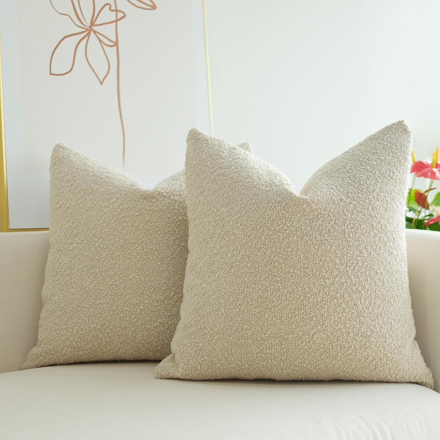 JOJUSIS Pack of 2 Textured Boucle Throw Pillow Covers Accent Solid Pillowcovers Home Decor 20 x 2... | Amazon (US)
