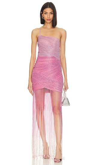 Ombre Beaded Gown in Pop Pink | Revolve Clothing (Global)