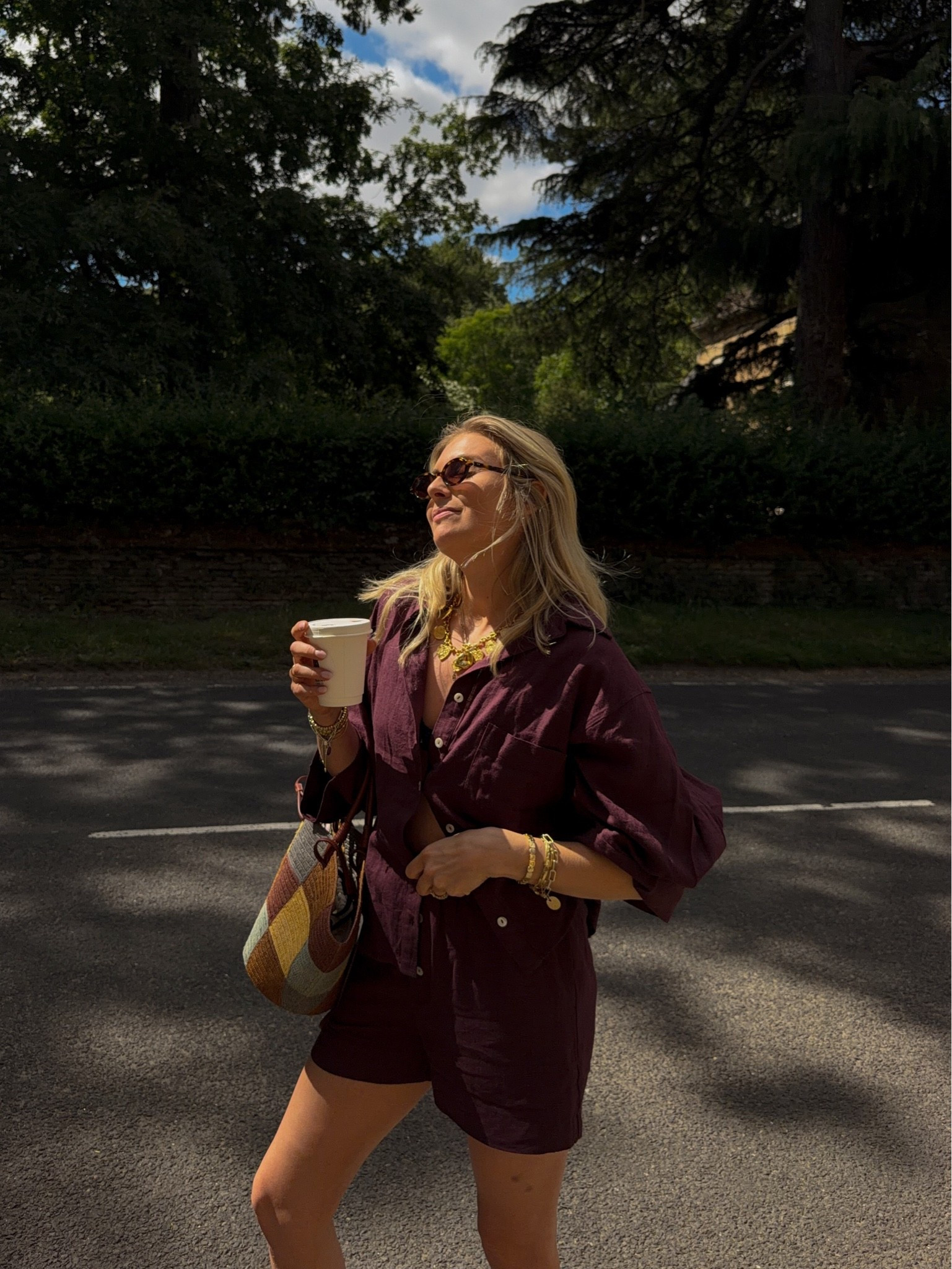 Summer outfit, summer two piece, linen set, linen outfit , linen shorts, linen shirt, burgundy shorts, burgundy shirt , basket bag,

#LTKuk #LTKsummer #LTKstyletip