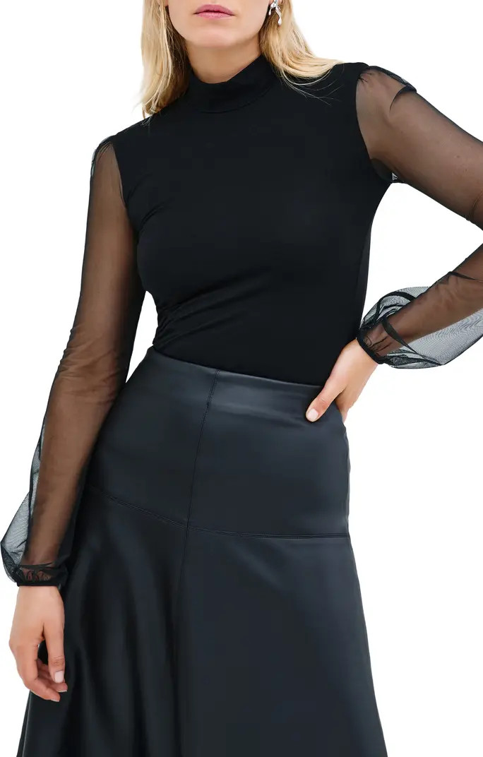 Liv Mesh Sleeve Jersey Top | Nordstrom