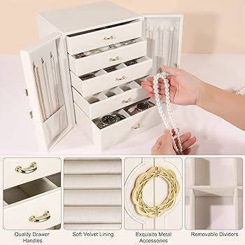 Jewelry Box for Women Girls, Mothers Day Gifts for Mom Mother Wife Grandma, 5-Layer Jewelry Organ... | Amazon (US)