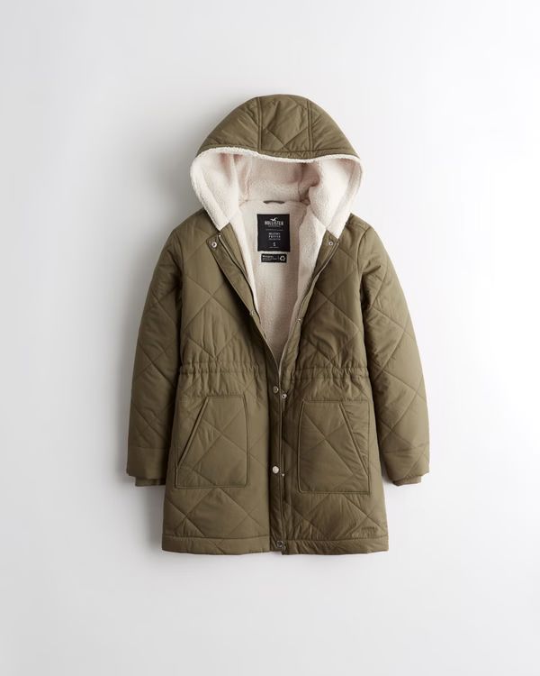 Sherpa-Lined Puffer Parka | Hollister (US)