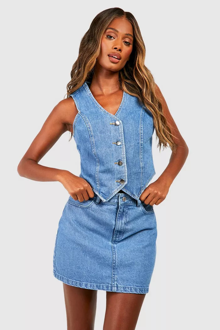 Longline Denim Waistcoat | Boohoo.com (UK & IE)