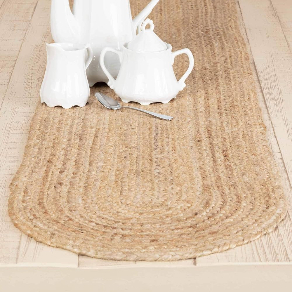 VHC Brands Farmhouse Boho Coastal Braided Woven Natural Jute Table Runner for Kitchen Dining Room... | Amazon (US)