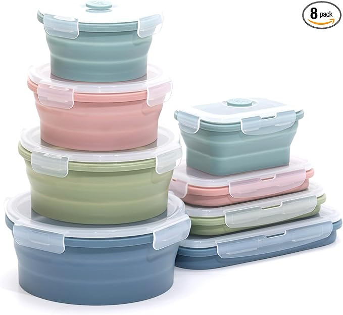 Collapsible Silicone Food Storage Container Set (INDIGO) | Amazon (US)