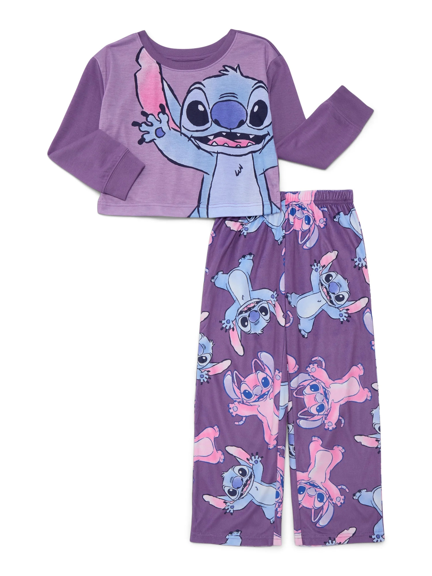 Disney Lilo and Stitch Girls Long Sleeve Top and Pants Pajama Set, 2-Piece, Sizes 4-12 - Walmart.... | Walmart (US)