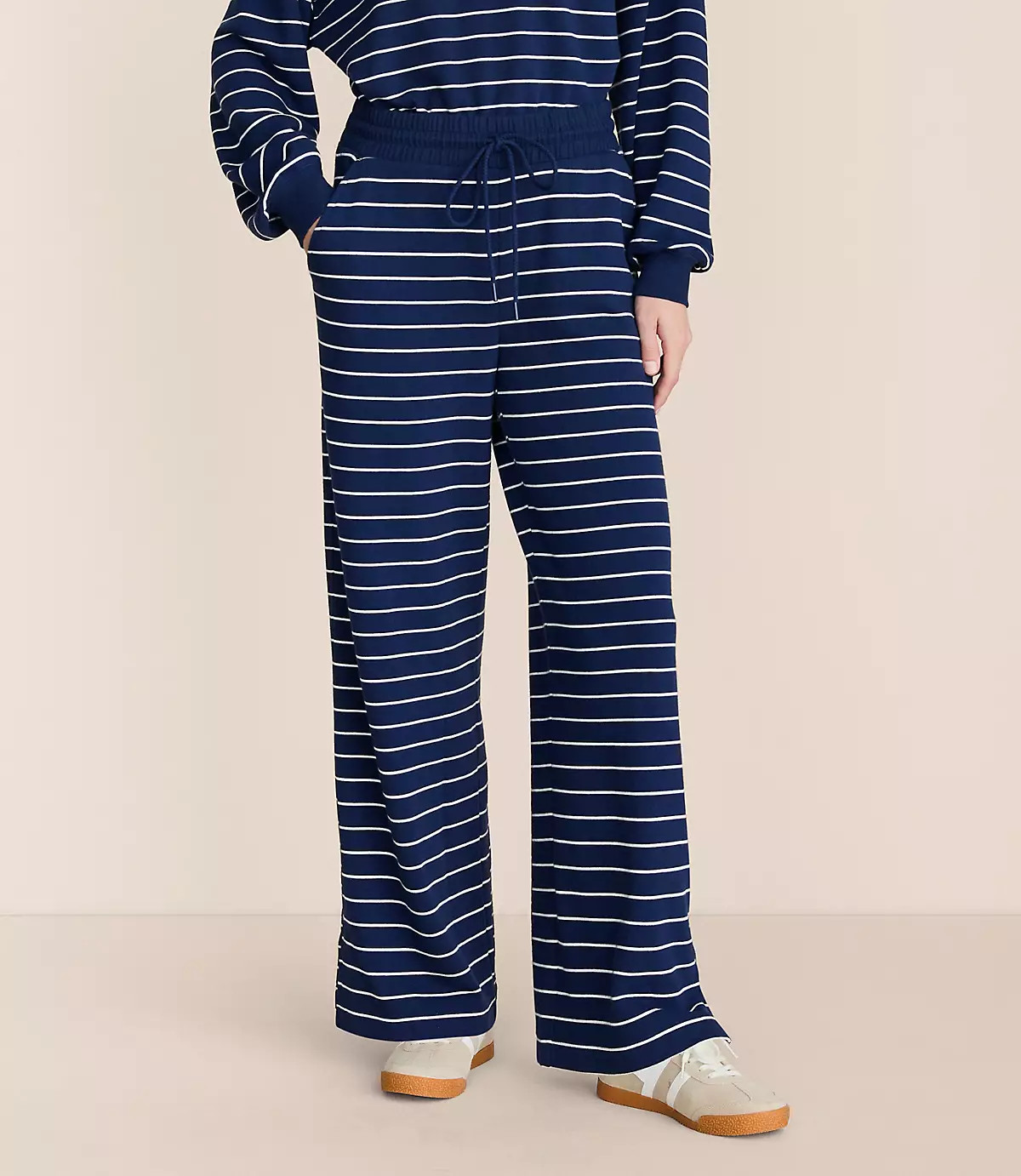 Lou & Grey Striped Cozy Cotton Wide Leg Pants | LOFT