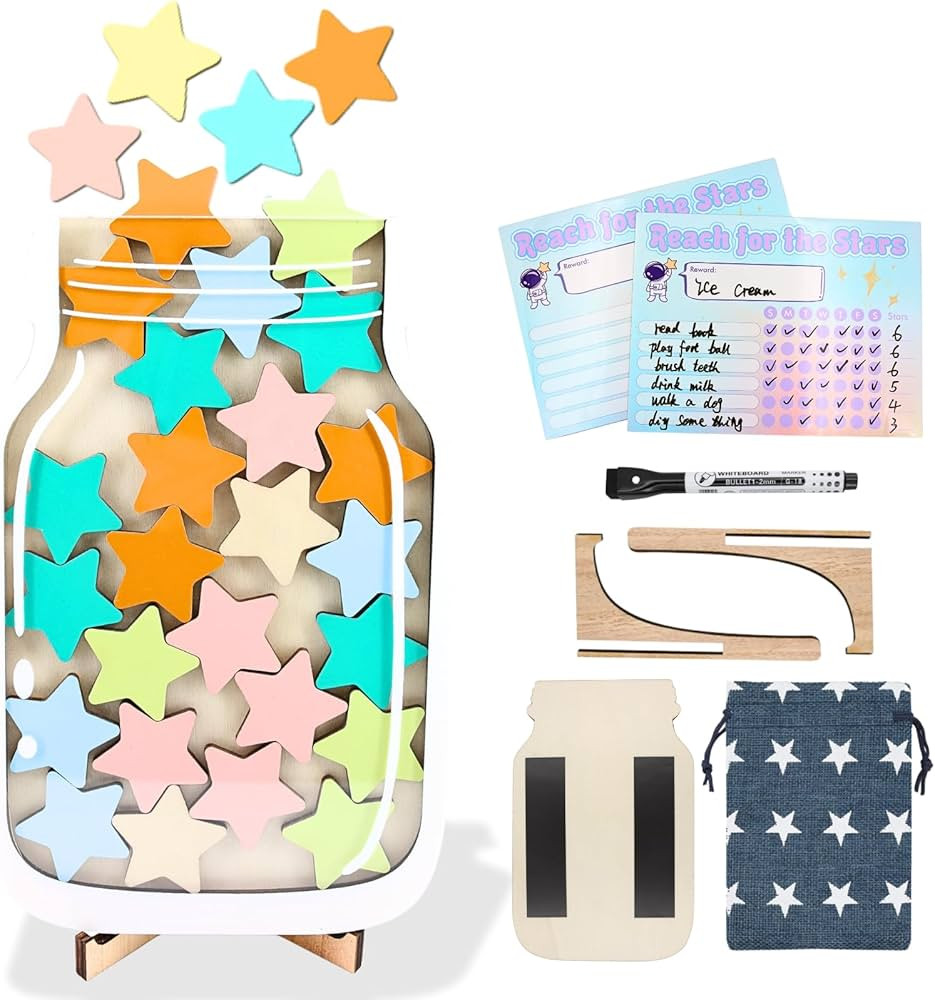 Magnetic Reward Jar, 6pc Star Reward Jar Set for Kids Potty Training Reward Jar System for Classr... | Amazon (US)