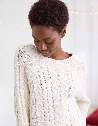 Aerie Cable Sweater, Oatmeal Heather | American Eagle Outfitters (US & CA)