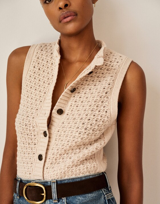 Ruffled Sleeveless Cardigan Top | Madewell