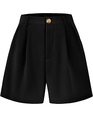 KIRUNDO Women's Shorts 2024 Trendy Summer Dressy Elastic High Waisted Pleated Business Casual Wor... | Amazon (US)