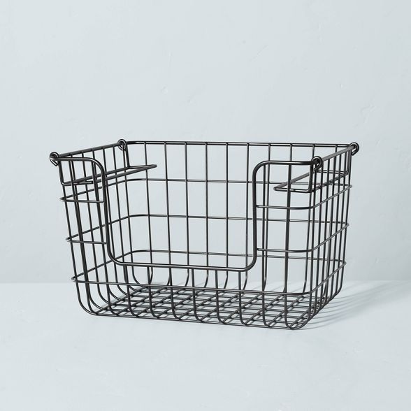 Large Stacking Wire Storage Basket Matte Black - Hearth &#38; Hand&#8482; with Magnolia | Target
